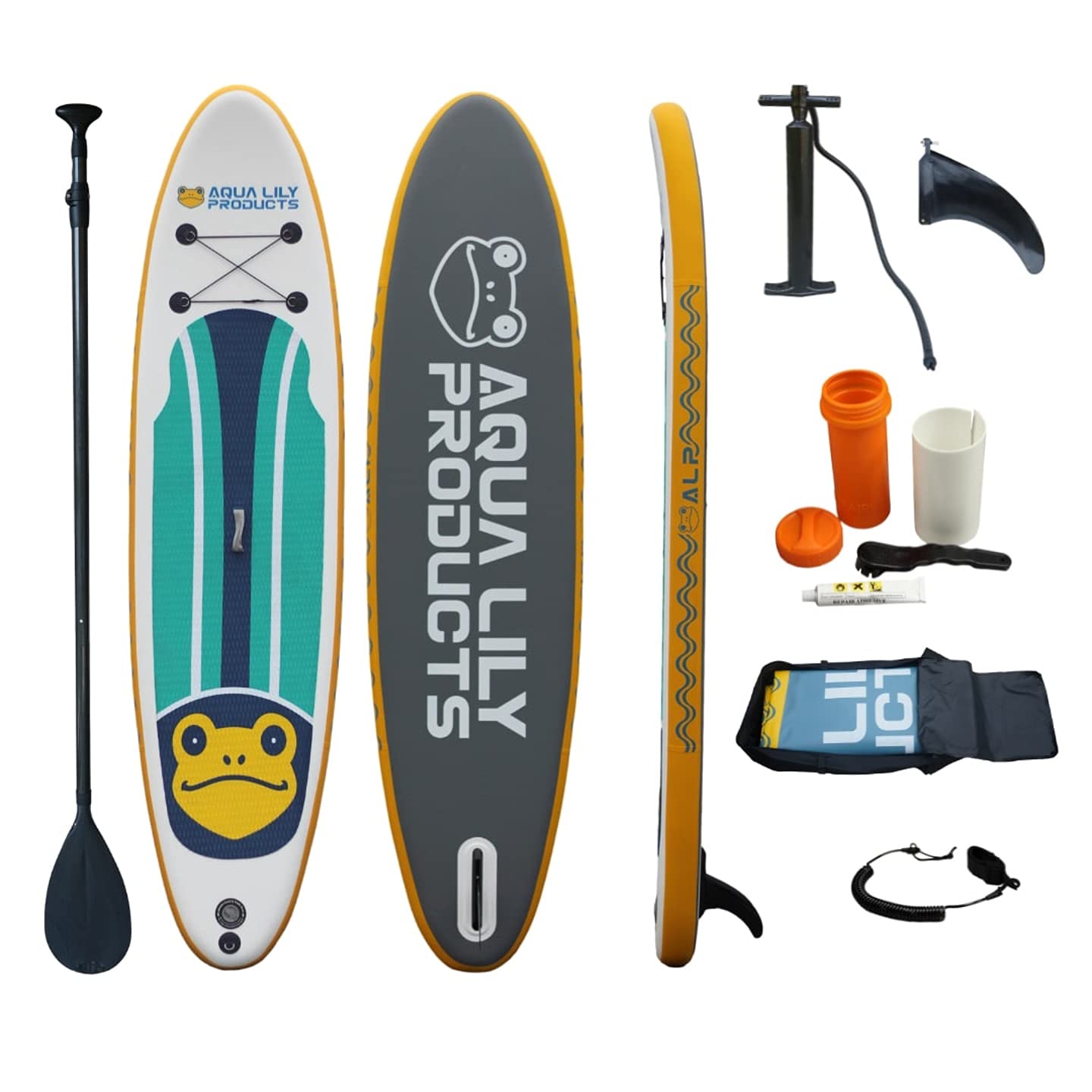 Aqua Lily Premium Inflatable Stand Up Paddle Board (Supports 400 Pounds) with SUP Accessories & Carry Bag | Wide Stance, Non-Slip Deck, Leash, Paddle & Pump, 109 x 32 x 6