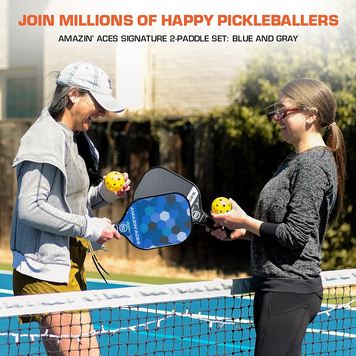 Amazin Aces Signature Pickleball Paddle Set with Paddles, Balls, Paddle Covers, Bag & eBook