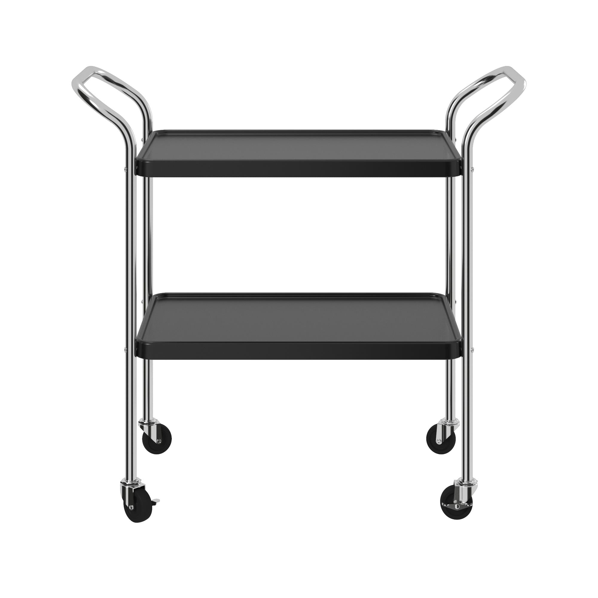 COSCO Stylaire 2 Tier Serving Cart, Black & Silver