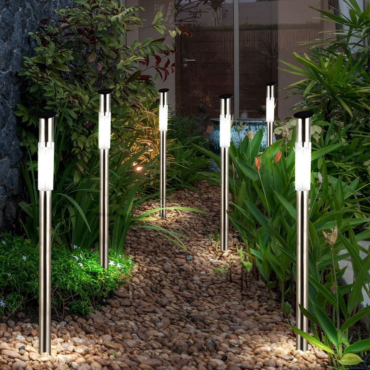Bright Living Weatherproof Stainless Steel Solar LED Ground Spike Outdoor Path Lighting with Cool White LED, 24 Pack