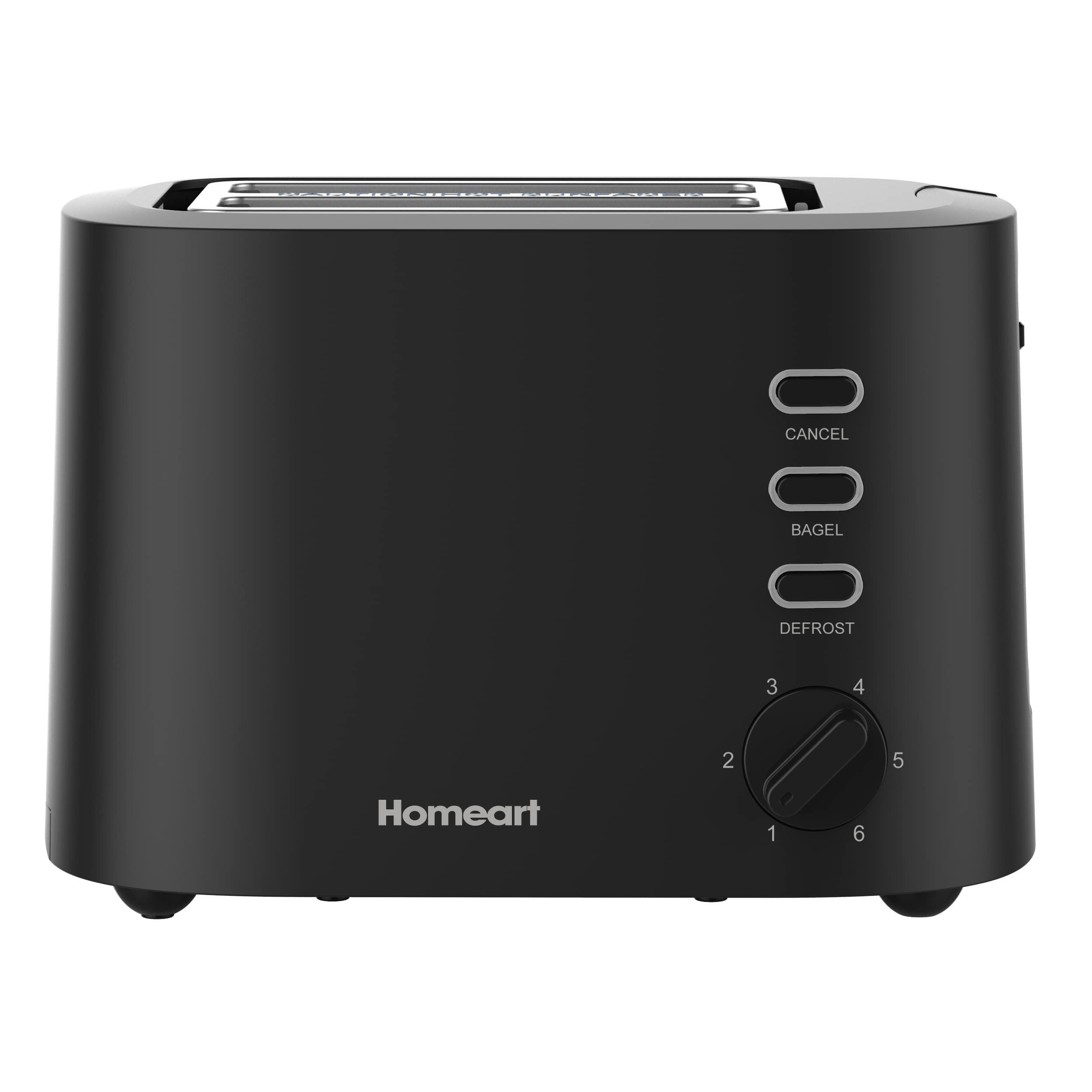 Homeart 900W Staple 2-Slice Toaster - Stainless Steel With Removable Crumb Tray, Adjustable Browning Control, Defrost and Bagel