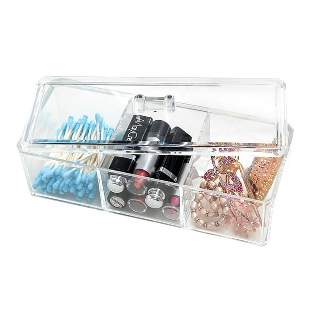 Acrylic Divided Storage Organizer Box with 3 Compartments/ Cosmetic Organizer