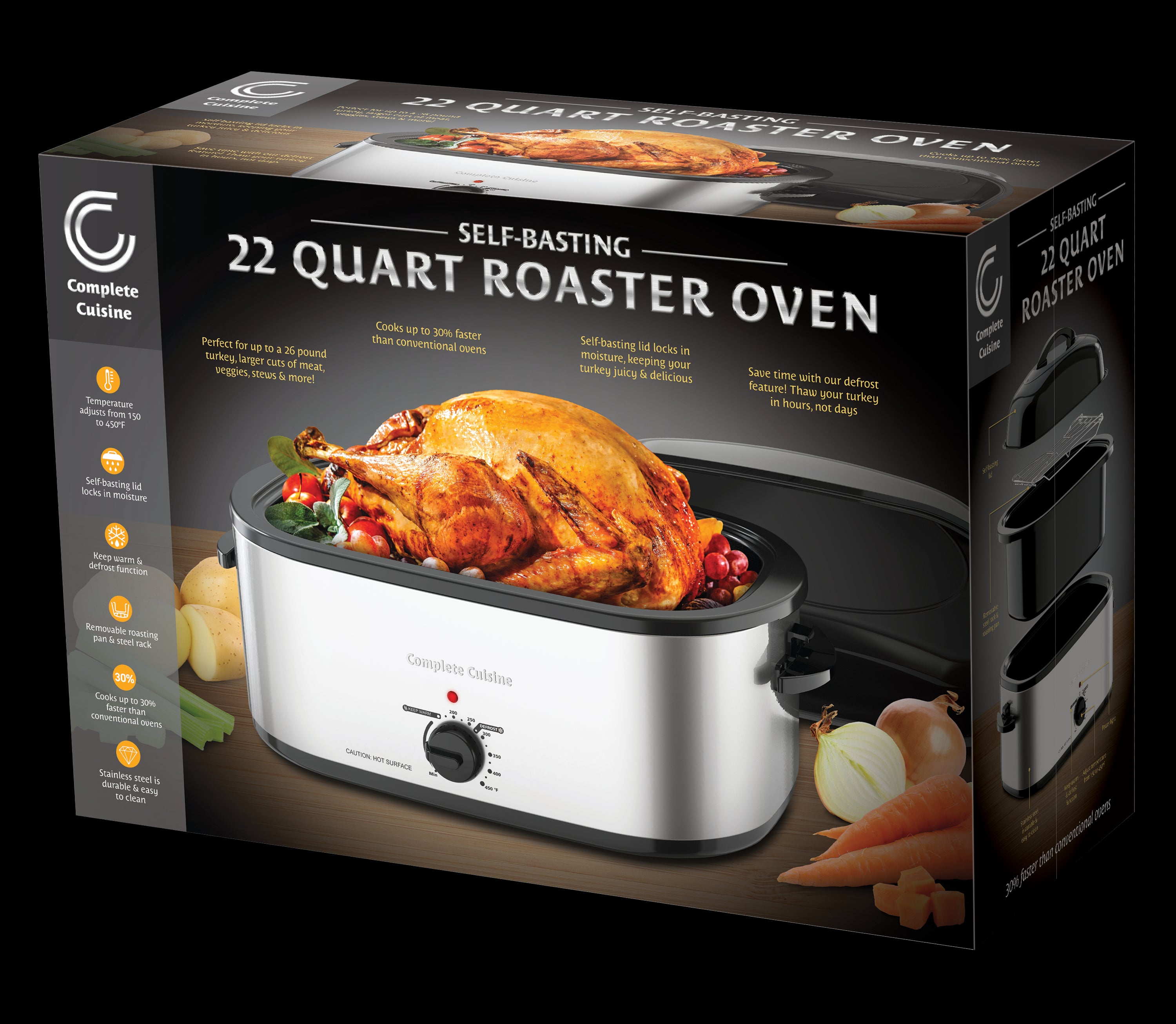 Complete Cuisine 22 QT Roaster Oven w/ Self Basting Lid