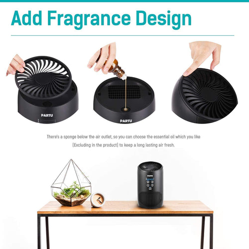 PARTU 1 Pack Air Purifiers for Home with Aromatherapy, True HEPA Air Purifier with Lock Set, Quiet Air Cleaner for Dust, Smoke, Pets Dander, Pollen, Odors