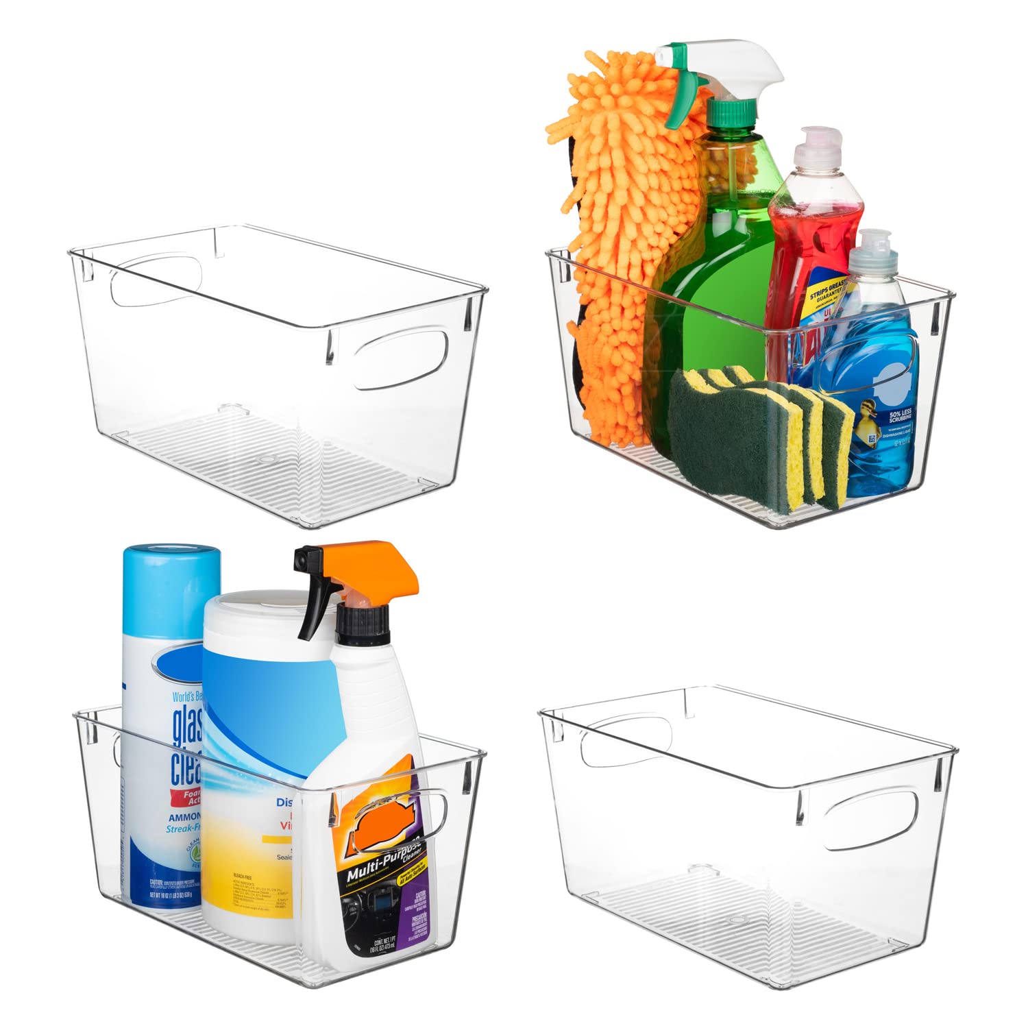 ClearSpace Plastic Storage Bins  Perfect Kitchen Organization or Pantry Storage  Fridge Organizer, Pantry Organization and Storage Bins, Cabinet Organizers 4 Pack