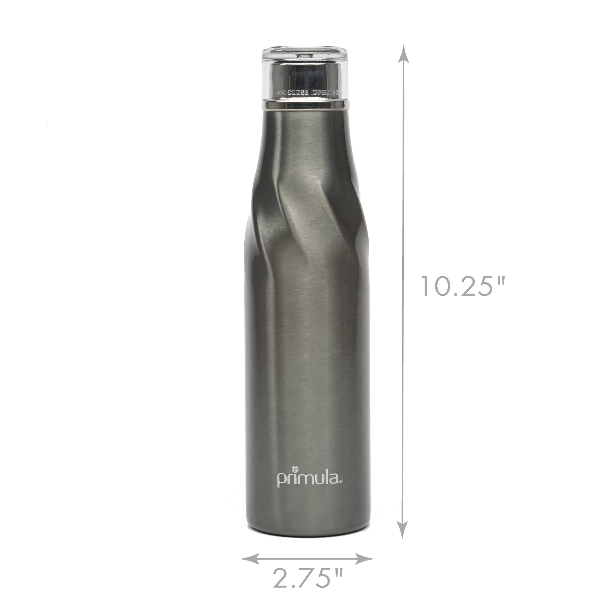 Primula Gray 18oz Stainless Steel Water Bottle with Wide Mouth and Screw Cap, 4 Pack