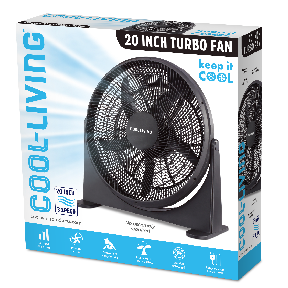 Cool-Living 20-inch Turbo Fan, 3 Speed