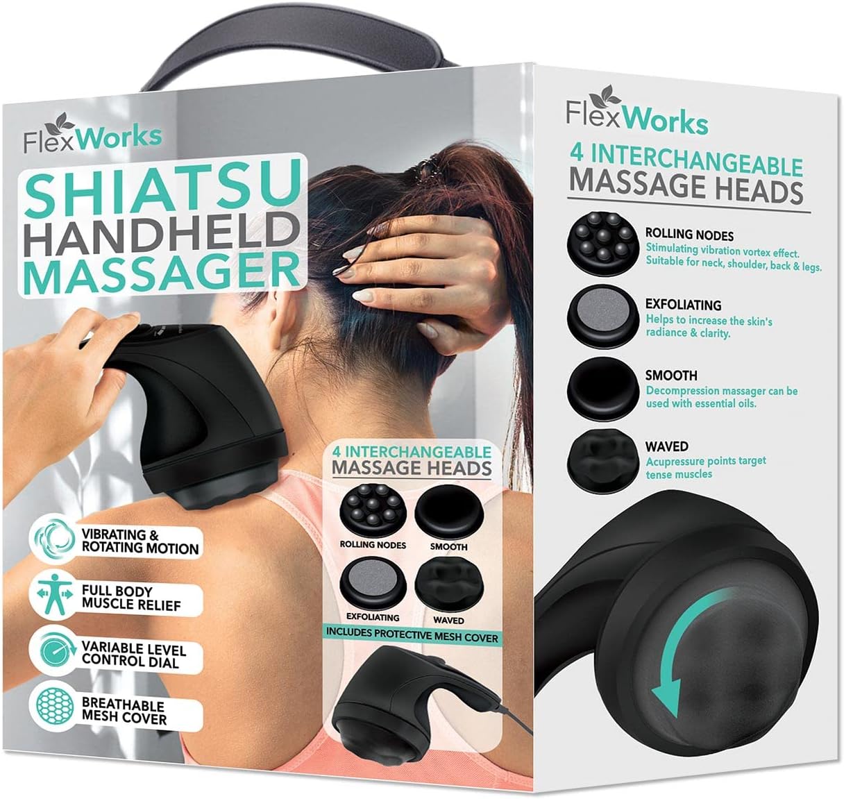 FlexWorks Shiatsu Handheld Back Massager