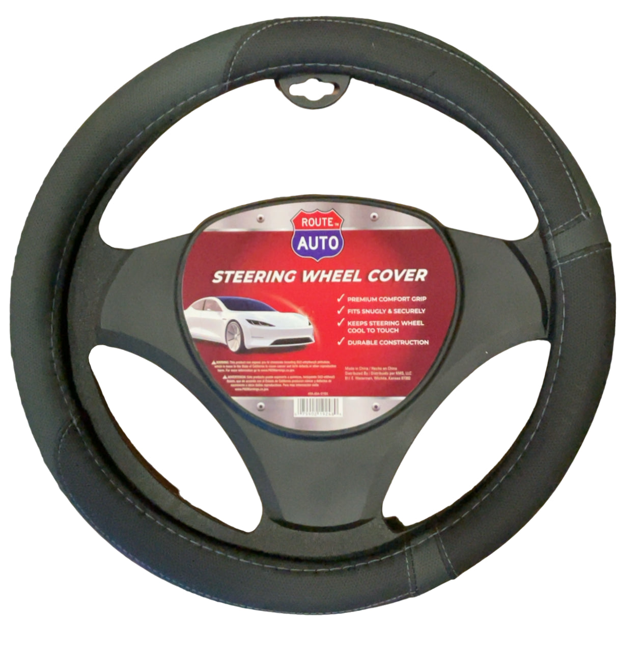 Route Auto 15" Anti Slip Steering Wheel Cover with Universal Stretch Fit (fits most vehicles)