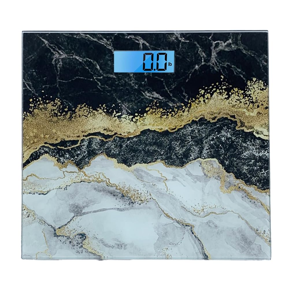 Cameo Bathroom Scale for Body Weight with Large LCD Backlight Display and Tempered Glass, Batteries Included, 400lbs