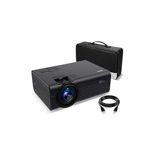 Living Enrichment Mini Projector with Built-in Dual Speaker and Full HD 1080p Movie Video Projector