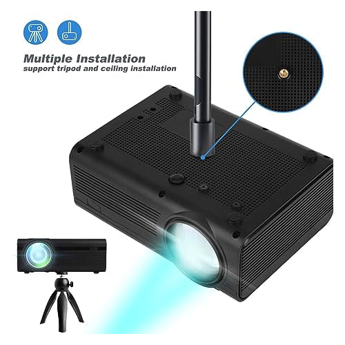 Living Enrichment Mini Projector with Built-in Dual Speaker and Full HD 1080p Movie Video Projector