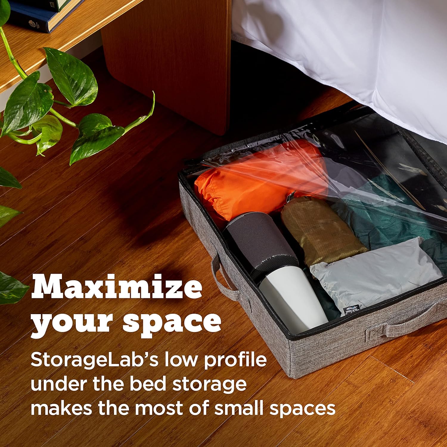 storageLAB Low Profile Under Bed Storage Containers Comforter Grey Set of 2