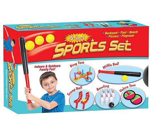 ETNA TOYS - 5-in-1 Sports Set, Family Games, Outdoor Yard Games, Beach Games, Jr. Sports