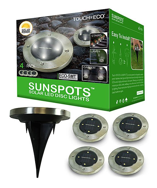 Touch Of ECO Solar SUNSPOT Disc Lights, 18 Packs of 4