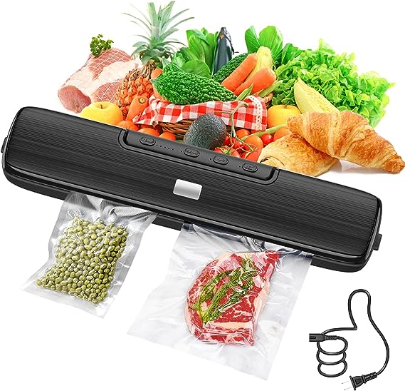 FOCHEA-Vacuum Sealer Machine - Food Vacuum Sealer Automatic Air Sealing System for Food Storage Dry and Moist Food Modes Compact Design