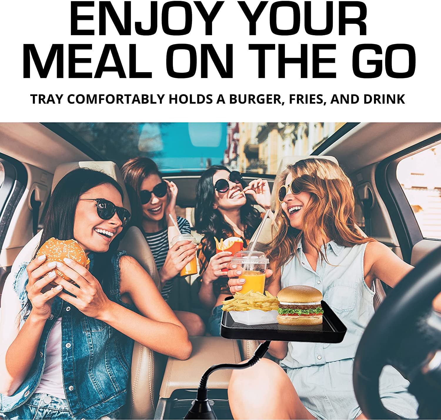 CupHolderHero Universal Multifunction Tray & Removable Liner Mat - Car & Truck Accessories - Non Slip Anti Dust Surface to Enhance Cup Inserts - Fits Most Vehicle Interiors (Orange Trim)