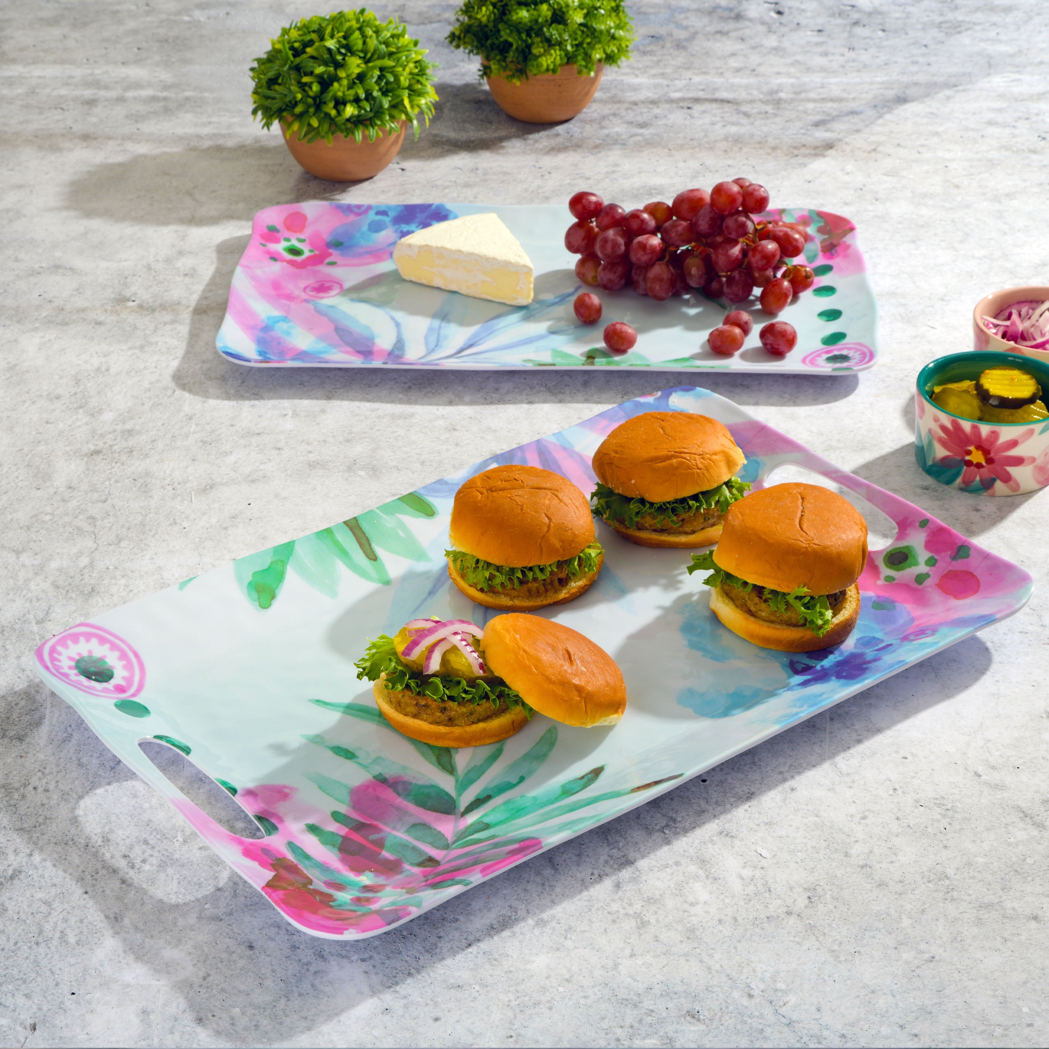 Spice by Tia Mowry 2 Piece Decorated Melamine Serving Trays