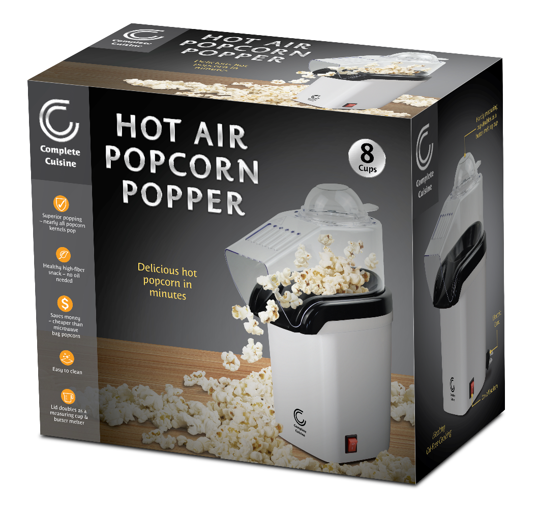 Complete Cuisine Electric Hot Air Popper No Oil Needed, White