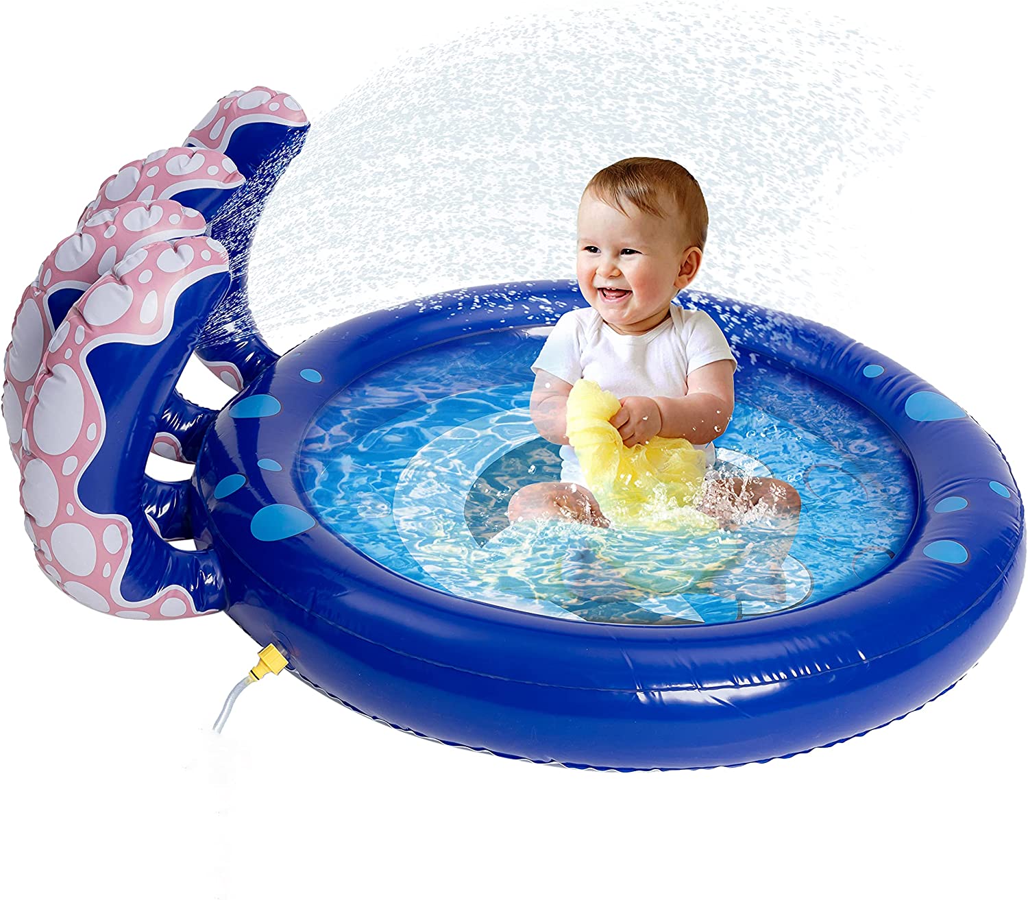Inflatable Sprinkler Splash Mat Octopus Pool Pad, Toddlers Pool Wading Swimming Outdoor Sprinkler 47 for Kids Summer Fun