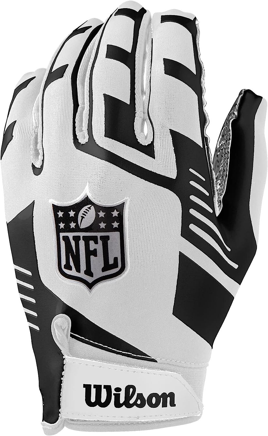 Wilson NFL Stretch Fit Receivers Glove - Adult Size, White/Black