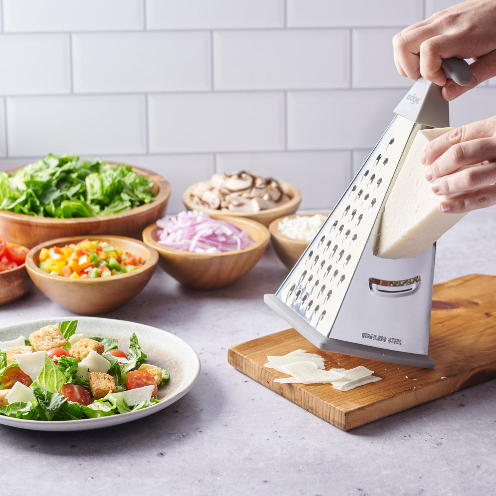 Edge Stainless Steel 4 Sided Cone Grater with Silicone Non Skid Base and TPR Handles, Charcoal