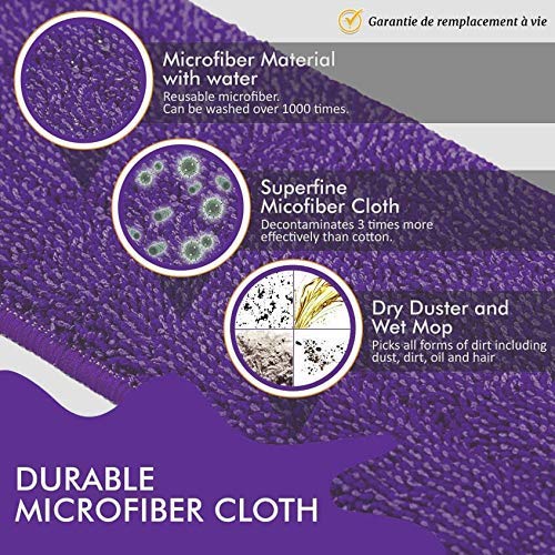 Vorfreude Spray Mop Microfibre Pads, 2 Pack, Machine Washable, Reusable, 25cm x 40cm Wipes for Cleaning Dry or Wet Floors