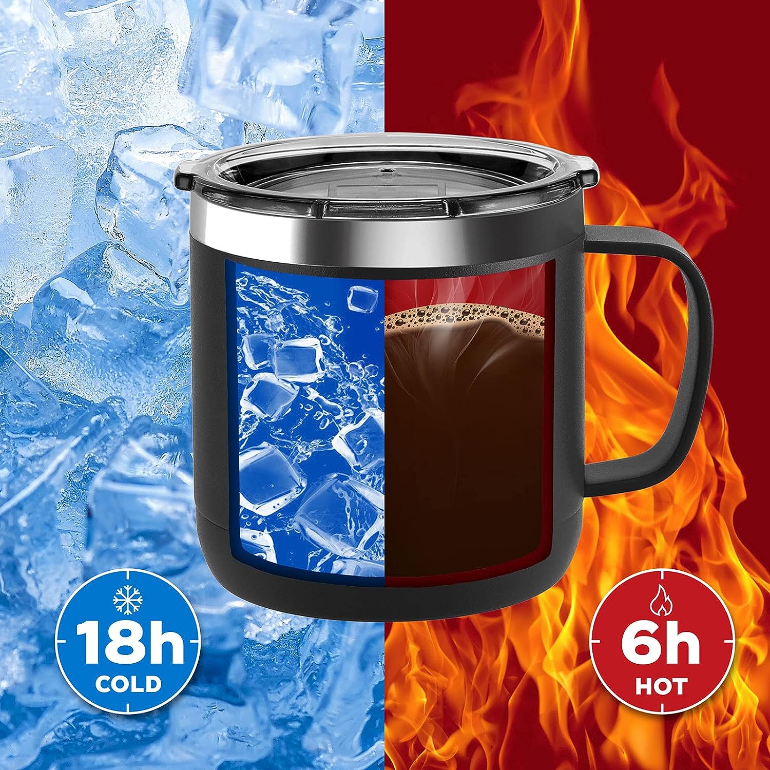 Swiss+Tech 14 oz Vacuum Insulated Travel Mug with Double Wall Stainless Steel