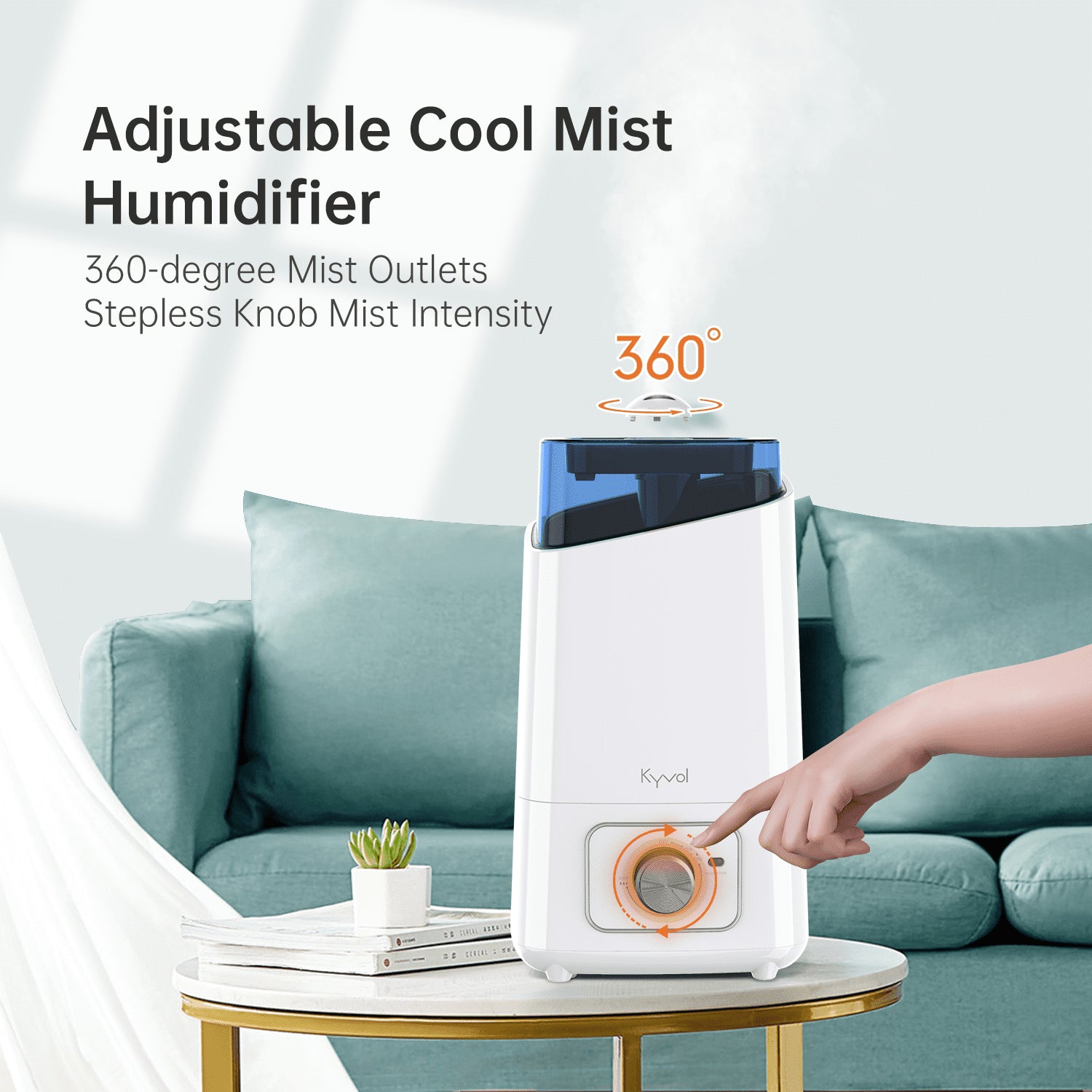 Kyvol HD3 Humidifier (White), 4.5L Cool Mist Humidifiers, 26dB Quiet Ultrasonic Humidifiers, BPA-Free, Auto Shut-off, 360 Nozzle, 2 Pack