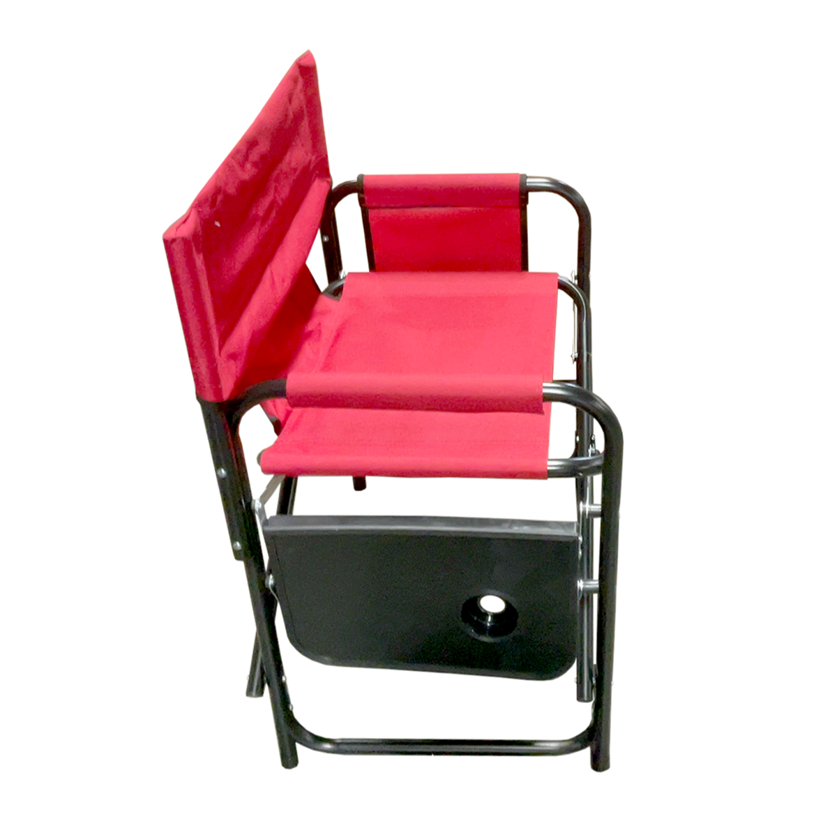 Folding Directors Chair Outdoor Camping Chair with Side Table & Pockets, Red