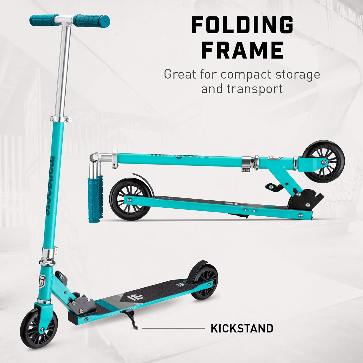 Mongoose Folding Trace Youth Kick Scooter,Teal