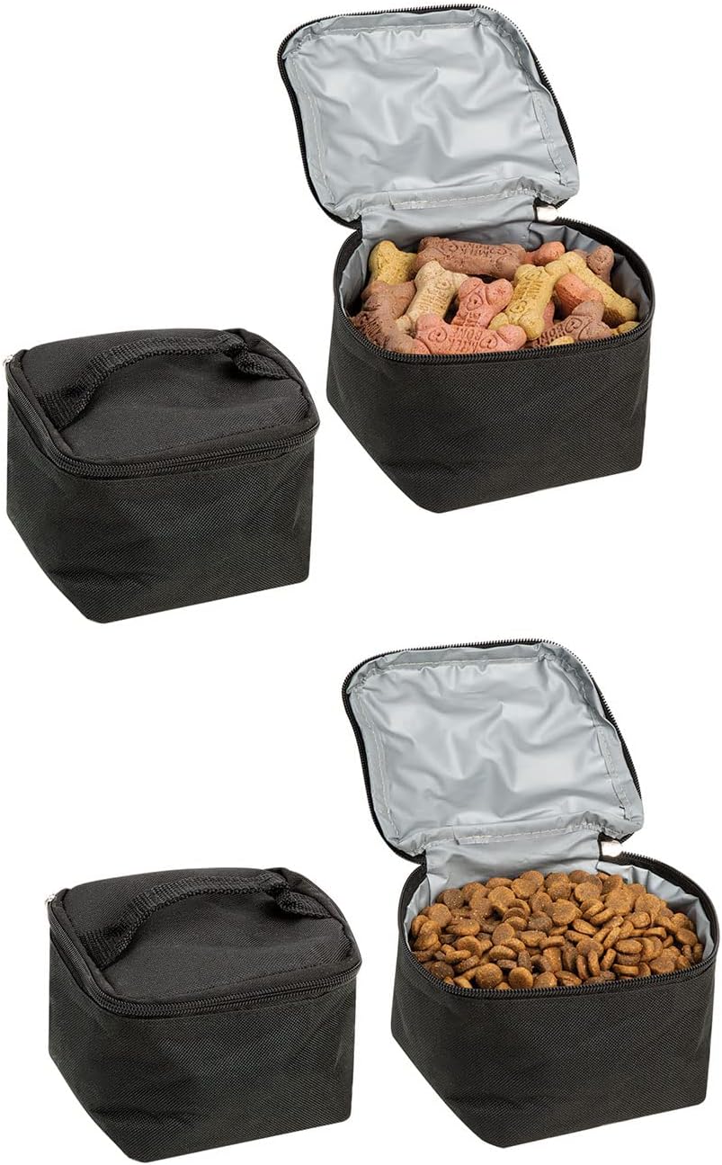 Etna Pet Supplies Travel Backpack - 5 Piece Cat Food Dog Food Storage Container Tote Bag, Black Travel Bag with Dog Food Container Set, Collapsible Dog Bowls, Dog Poop Bag Dispenser