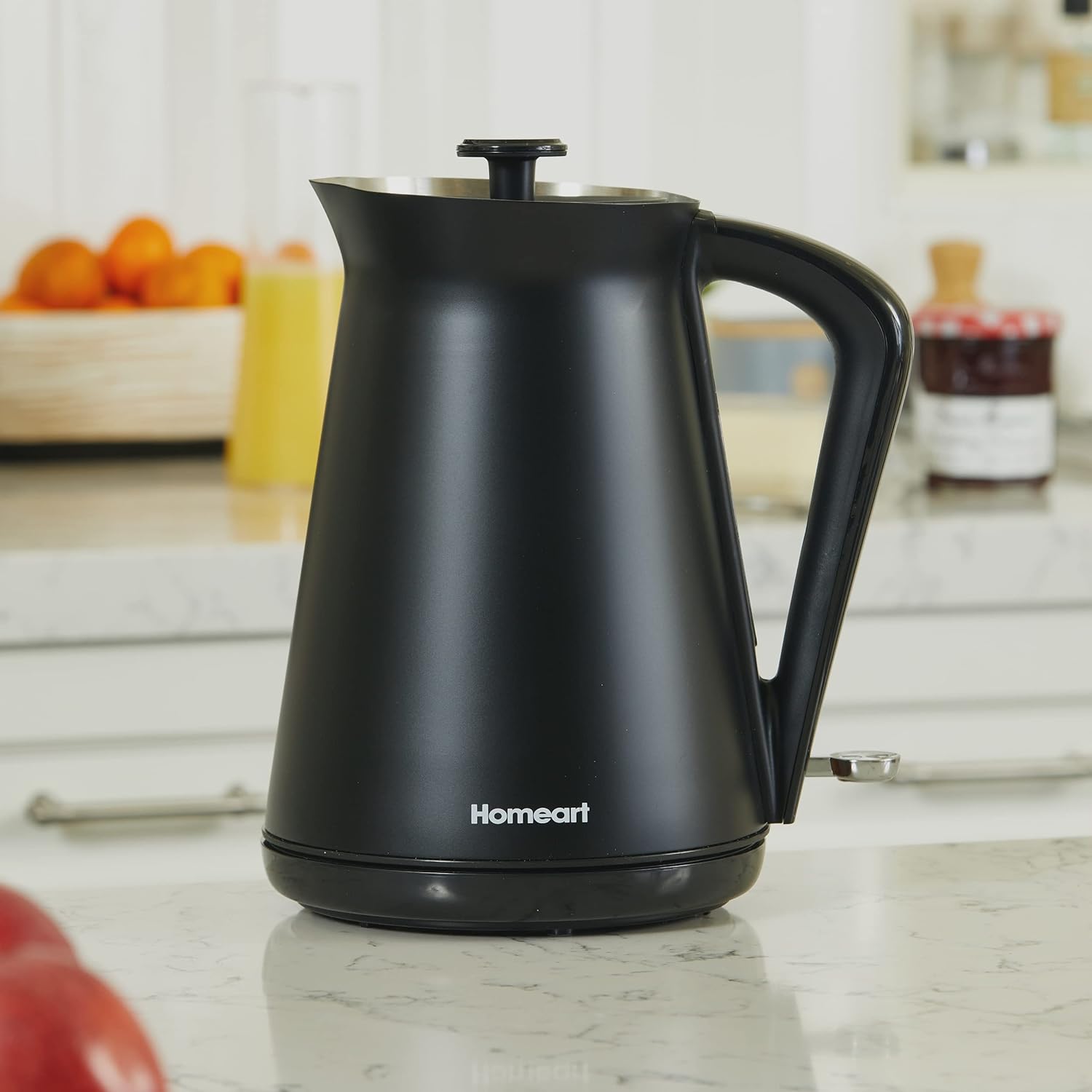 Homeart Ezra Cordless Electric Kettle - Stainless Steel With Removable Filter, Fast Boiling and Auto Shut-off - 1.7L Capacity, Black