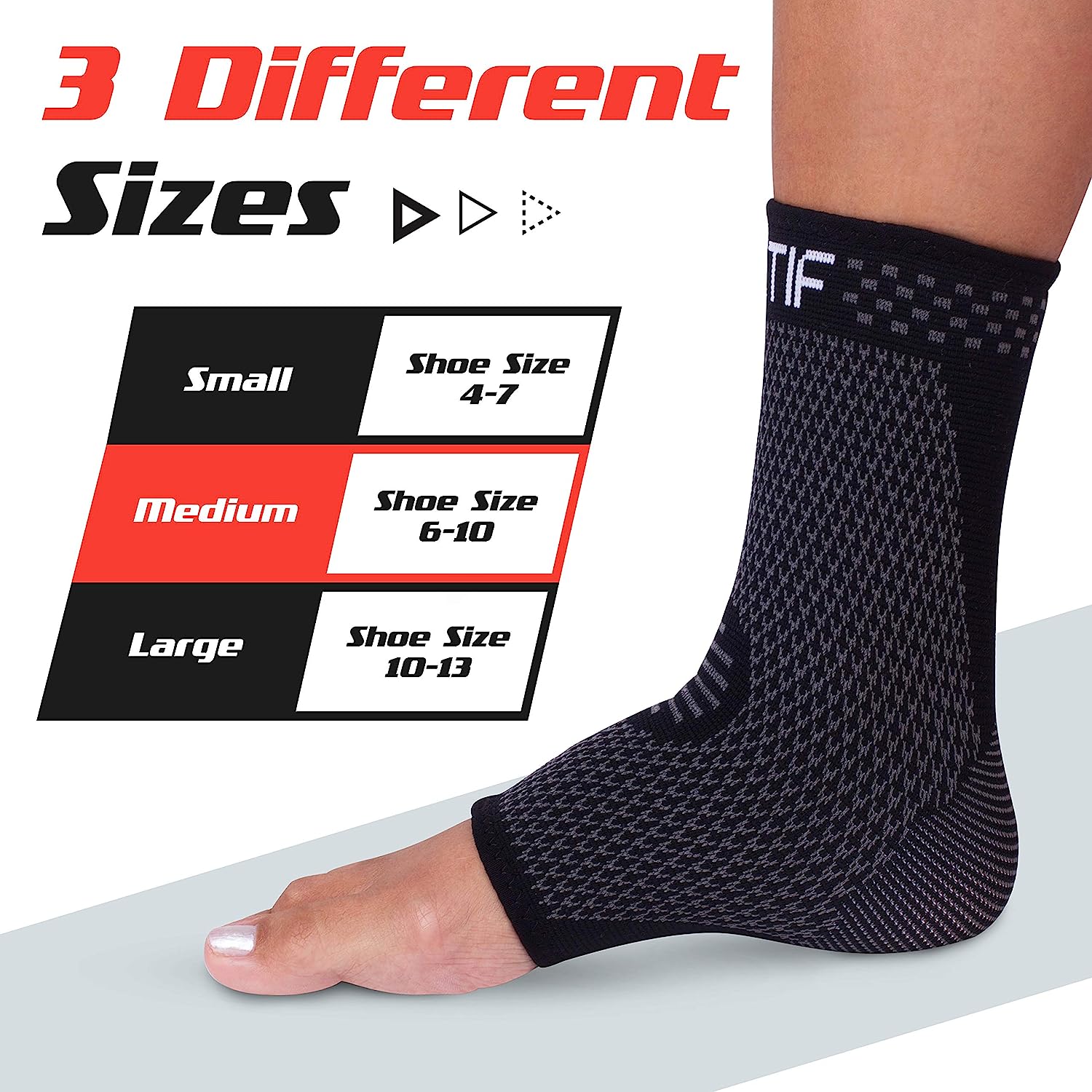 Actif Sports Ankle Compression Sleeve - Breathable Ankle Sleeve to Speed Up Recovery, Prevent Injury, Reduce Swelling, Achilles Tendon and Plantar Fasciitis Support, and More (Large US Size 10-13)