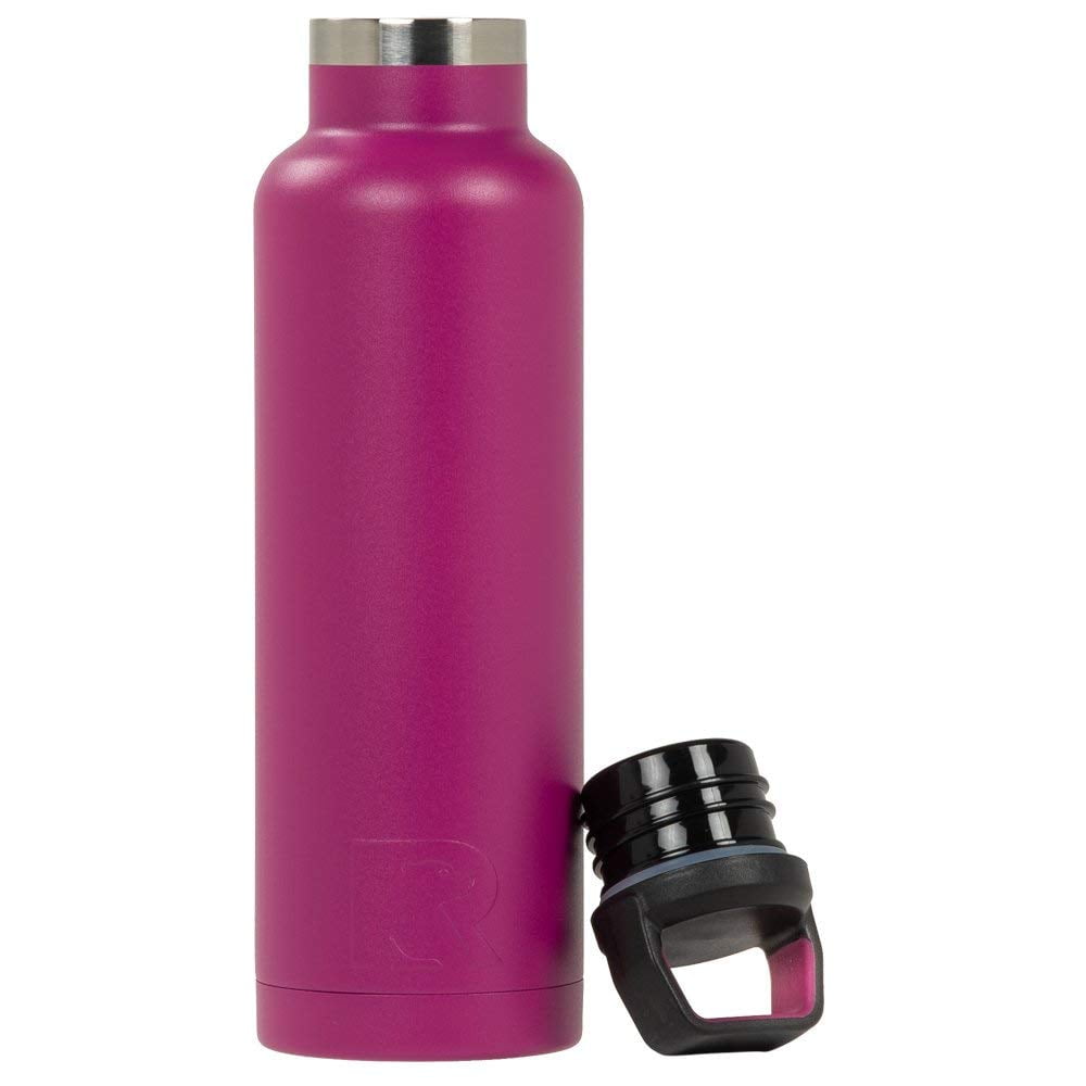 RTIC 20 oz Vacuum Insulated Water Bottle, Stainless Steel Double Wall Insulation, BPA Free Reusable, Leak-Proof Thermos Flask for Hot and Cold Drinks, Travel, Sports, Camping, Very Berry