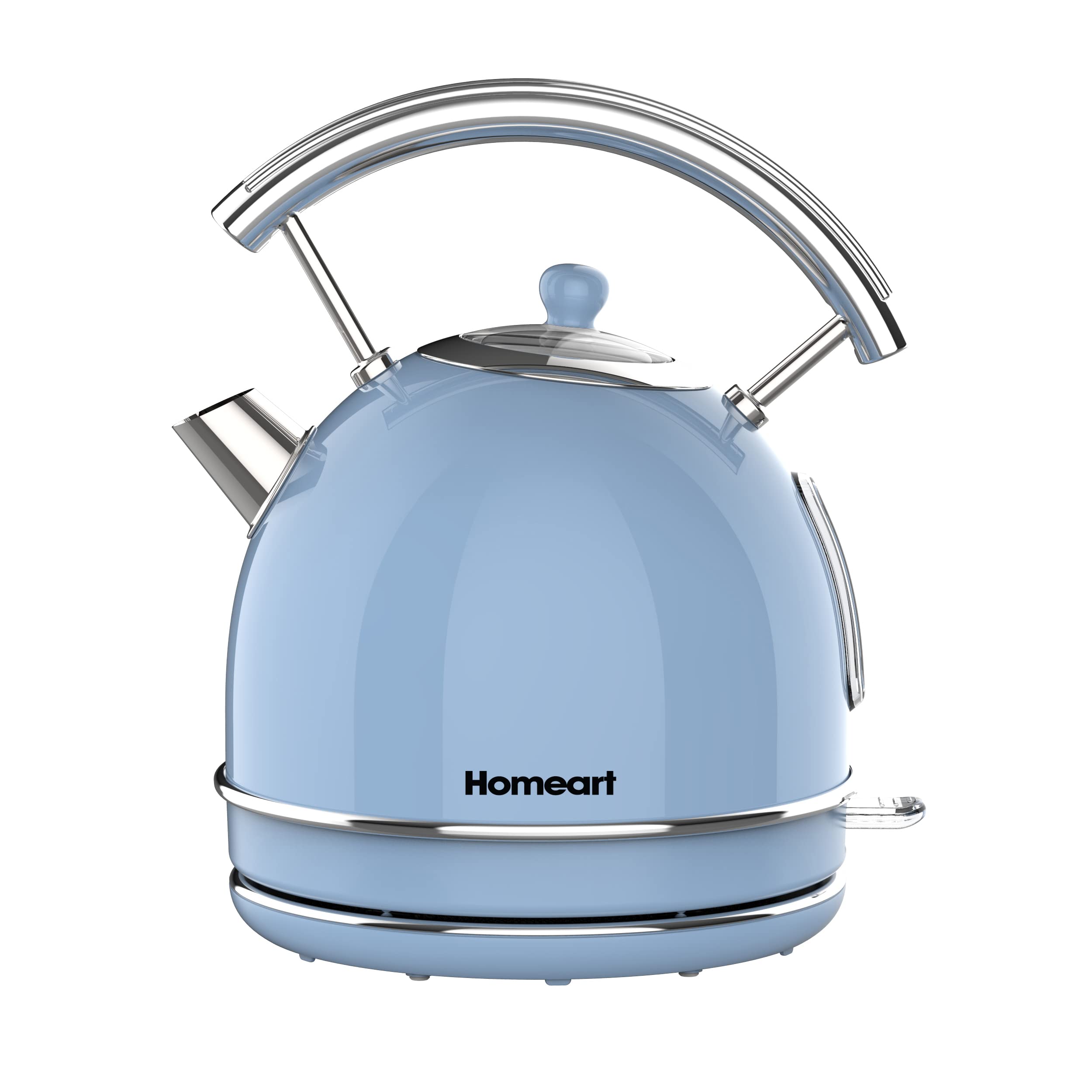 Homeart Alyssa Dome Retro Electric Cordless Kettle - Stainless Steel With Removable Filter, Fast Boiling and Auto Shut-off - 1.7L Capacity, Powder Blue