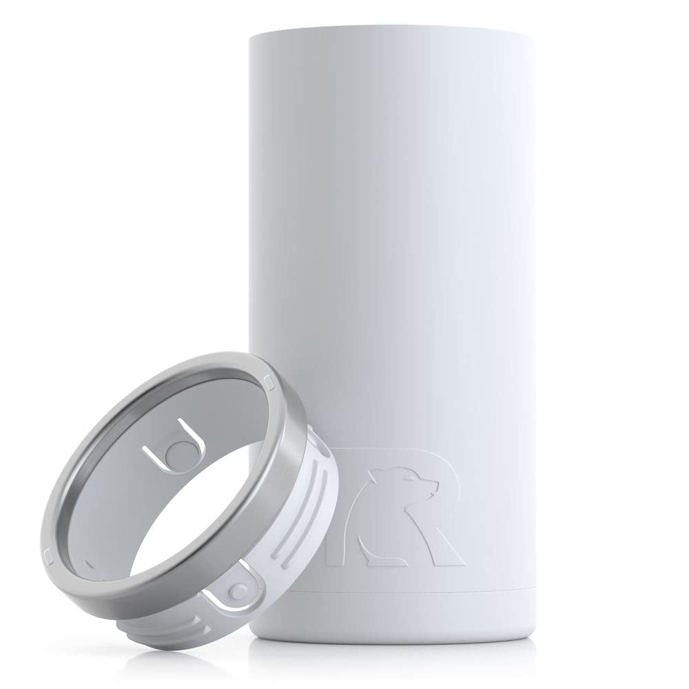 RTIC Skinny Can Cooler, Fits all 12oz Slim Cans, Chalk, Insulated Stainless Steel, Sweat-Proof, Keeps Cold Longer, Chalk