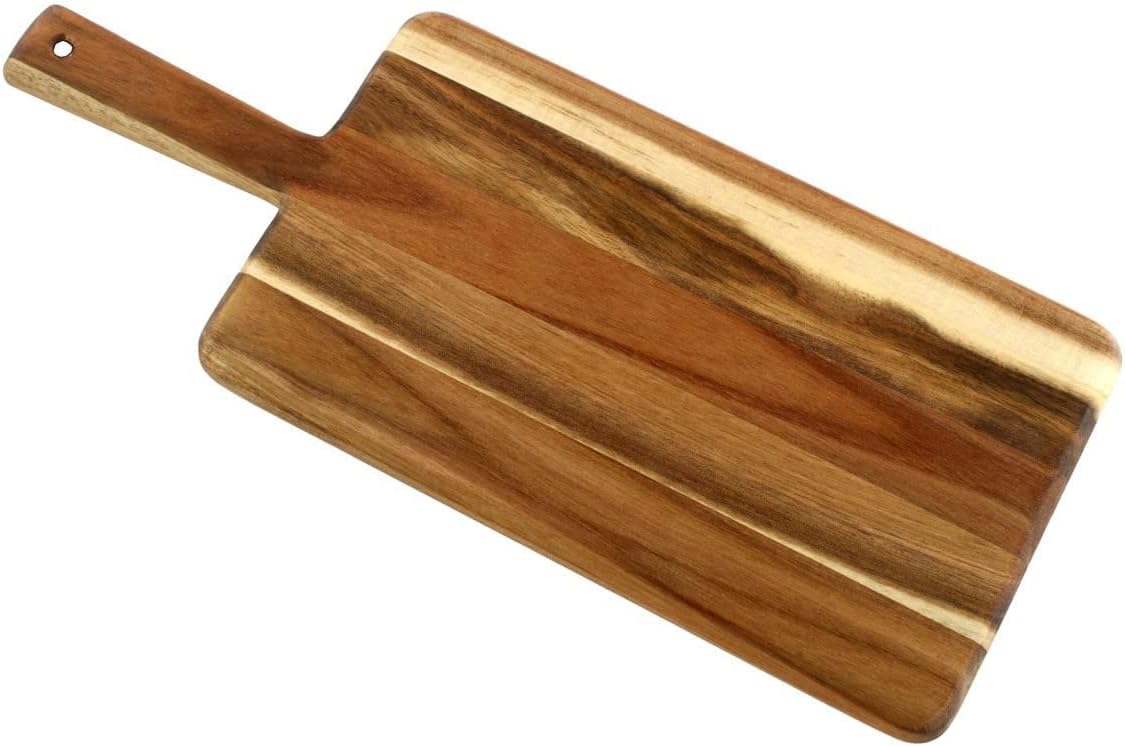 Villa Acacia Wooden Cutting Board - 17 x 7 Inch Wood Board Serving Tray for Bread and Cheese with Handle