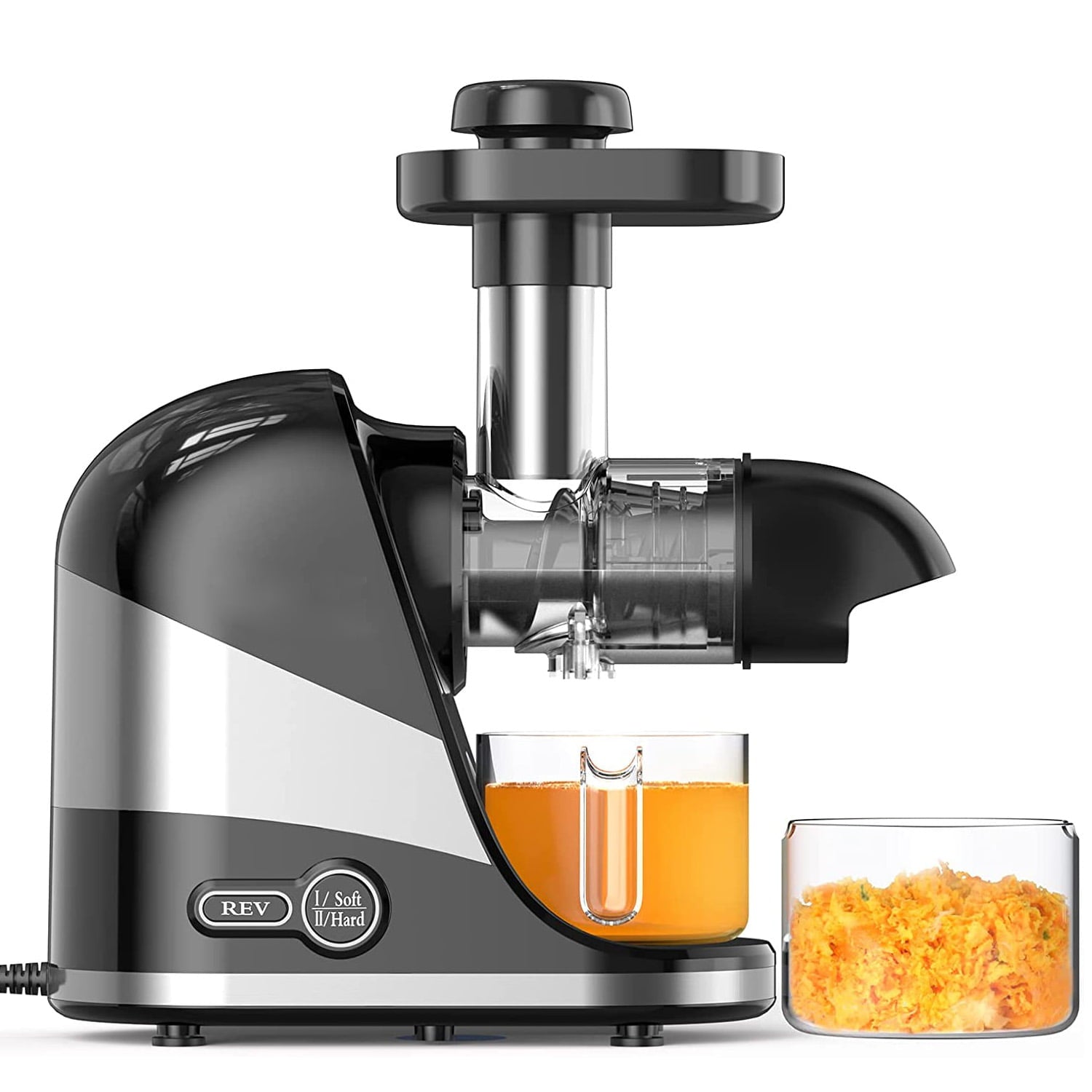 Wamife Juicer Machines 2 Modes Cold Press Juicer Slow Masticating Juicer Extractor with Quiet Motor/Reverse Function for Fruit & Vegetable, Cup & Brush Included