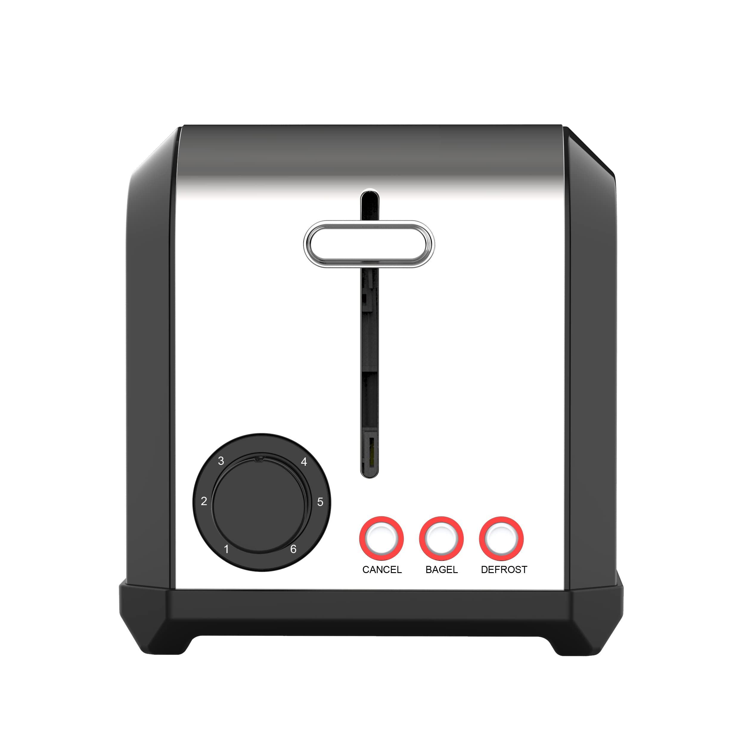 Homeart Disco 2-Slice Toaster - Stainless Steel With Removable Crumb Tray, Adjustable Browning Control With Multiple Settings to Cancel, Defrost and Bagel - 900W, Black