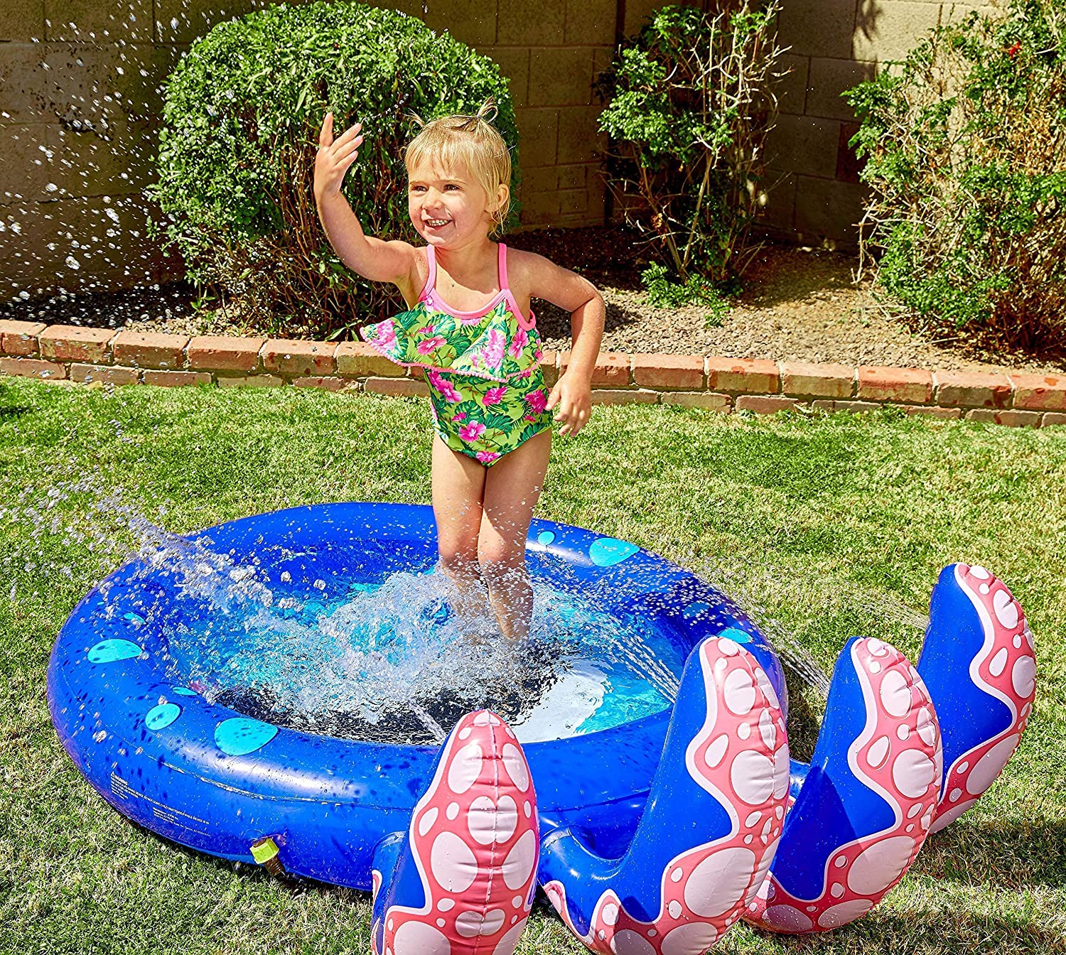 Inflatable Sprinkler Splash Mat Octopus Pool Pad, Toddlers Pool Wading Swimming Outdoor Sprinkler 47 for Kids Summer Fun