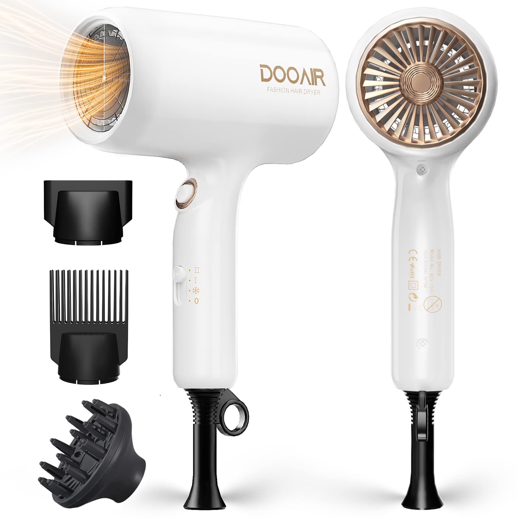 Dooair Ionic Hair Dryer with Diffuser, Comb and Concentrator