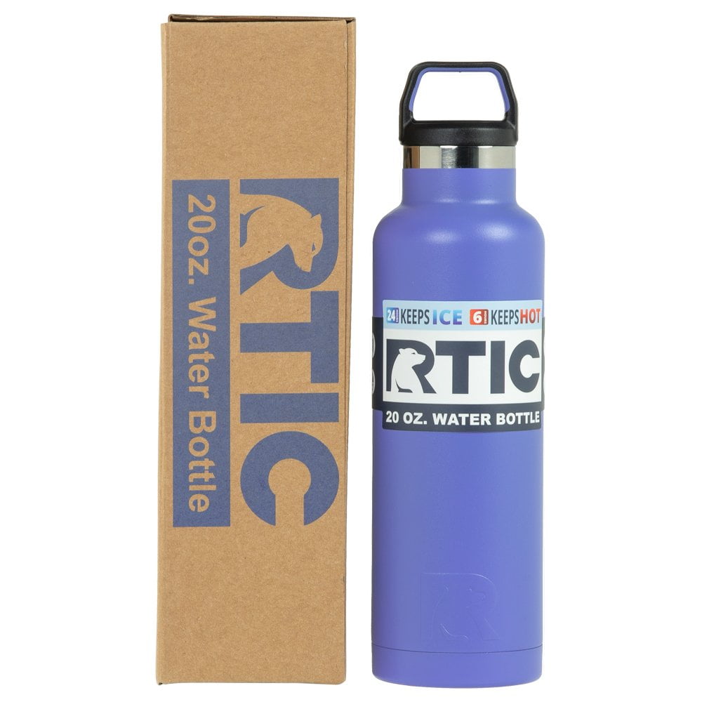 RTIC 20 oz Vacuum Insulated Water Bottle, Metal Stainless Steel Double Wall Insulation, BPA Free Reusable, Leak-Proof Thermos Flask for Hot and Cold Drinks, Travel, Sports, Camping, Lilac