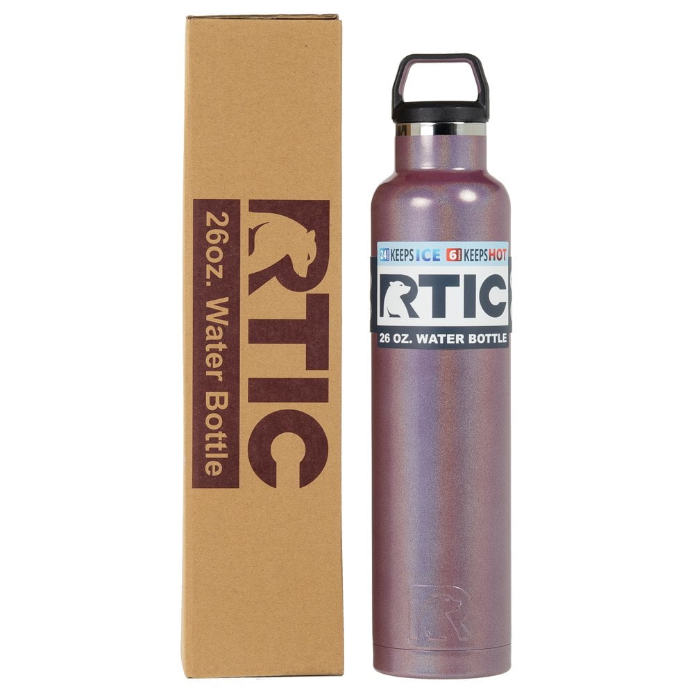 RTIC 26 oz Vacuum Insulated Water Bottle, Metal Stainless Steel Double Wall Insulation, BPA Free Reusable, Leak-Proof Thermos Flask for Hot and Cold Drinks, Travel, Sports, Camping, Mermaid Glitter