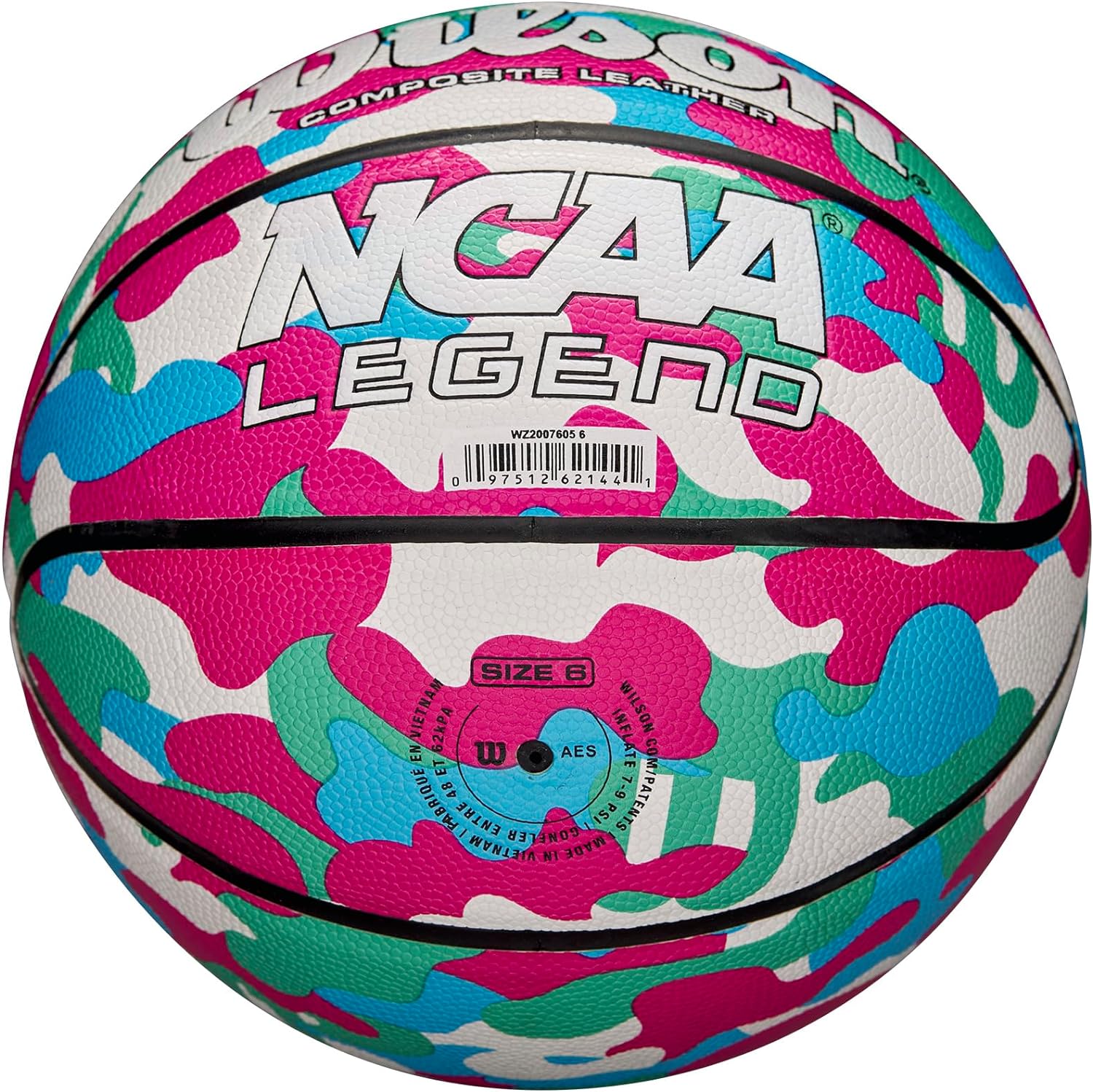 Wilson NCAA Legend Basketball, Pink Camo, Size 5