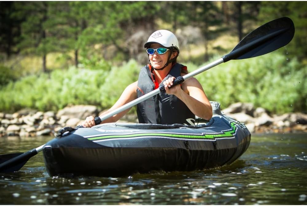 Sevylor QuickPak K5 1-Person Inflatable Kayak, Kayak Folds Into Backpack with 5-Minute Setup; Hand Pump and Paddle Included