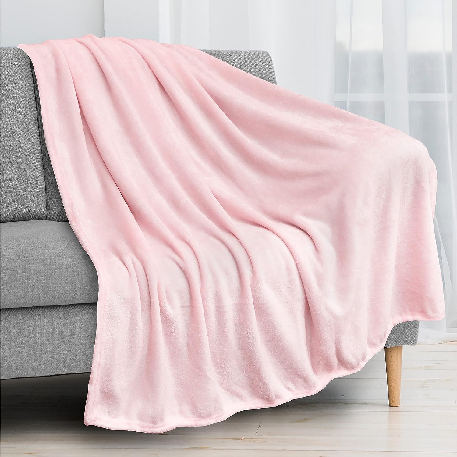 Kawahome King Flannel - Pink Fleece Luxury Blanket Super Soft Plush Solid