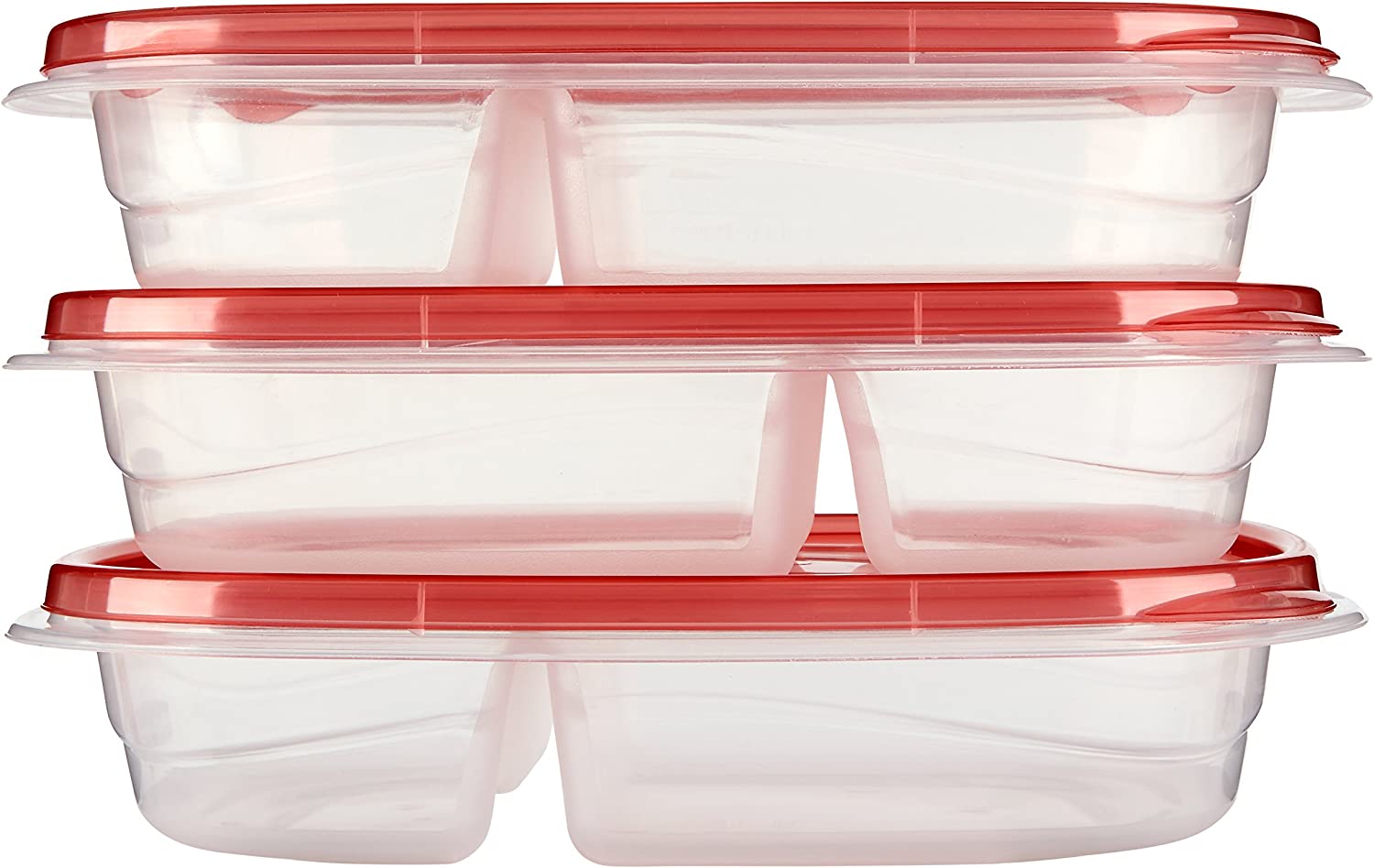 Rubbermaid TakeAlongs Divided Rectangular Food Storage Containers, 3.7 Cup (Pack of 3)