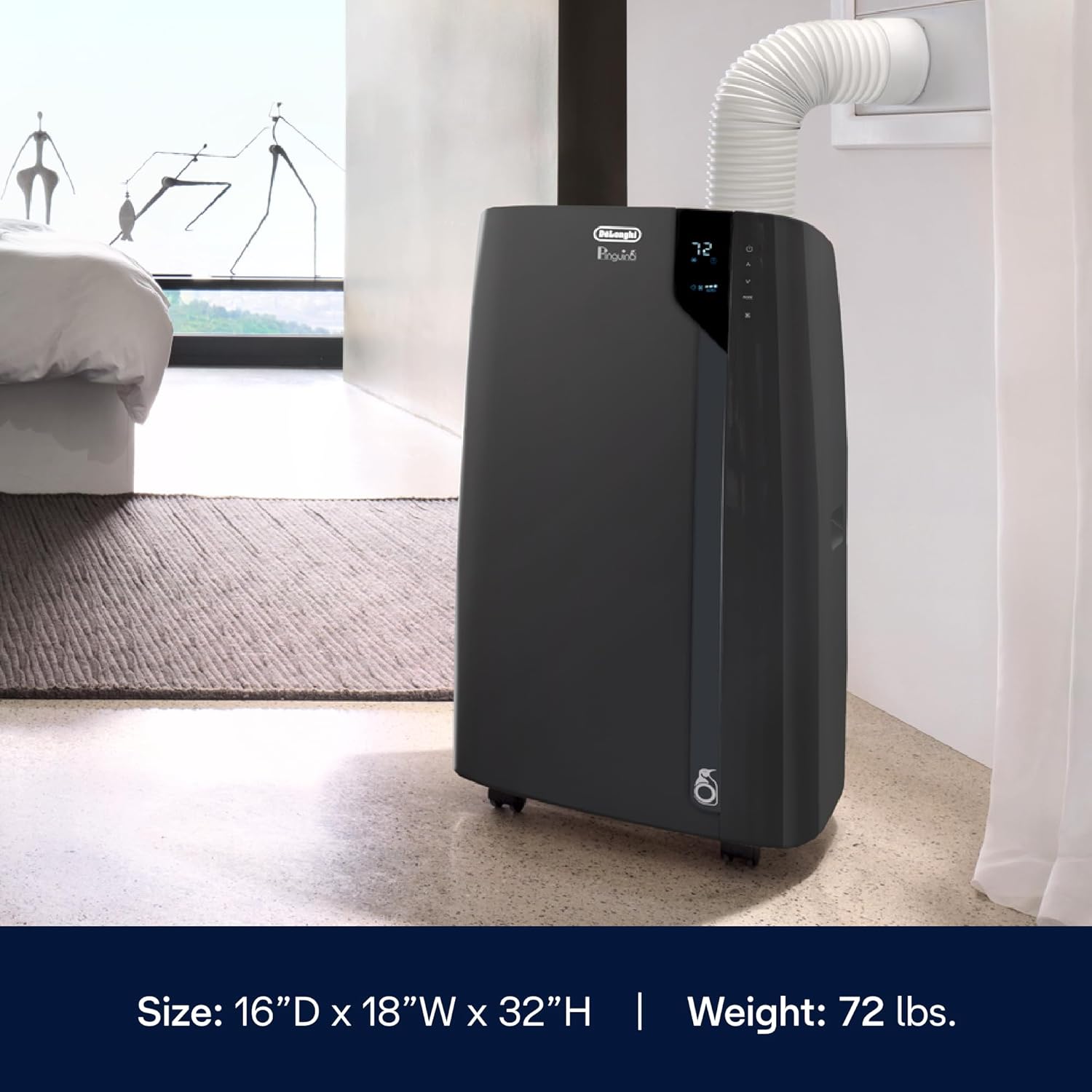 De'Longhi Pinguino PAC EX370LN 3-in-1 Portable Air Conditioner, 500 sq. ft. Dark Gray