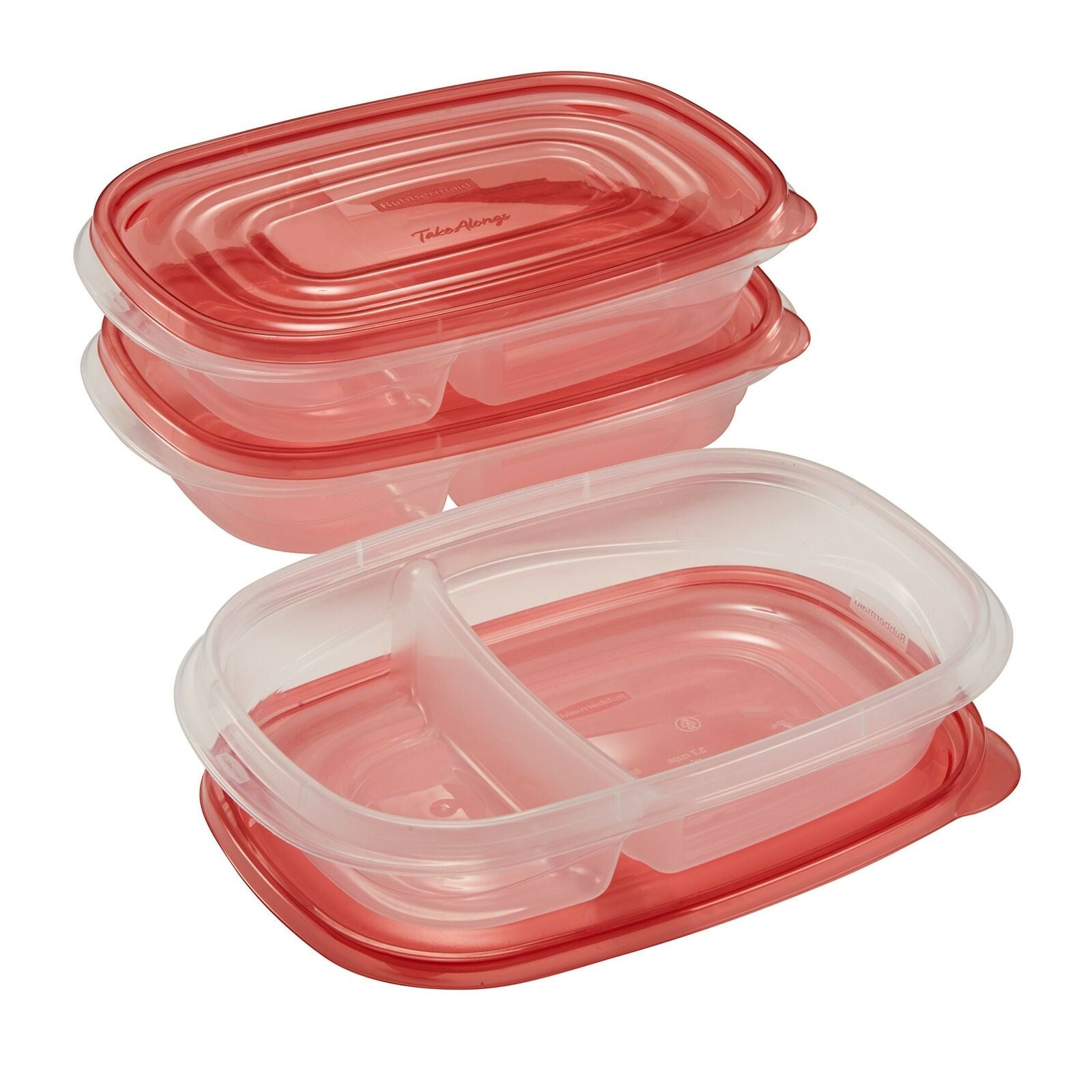 Rubbermaid TakeAlongs Divided Rectangular Food Storage Containers, 3.7 Cup (Pack of 3)